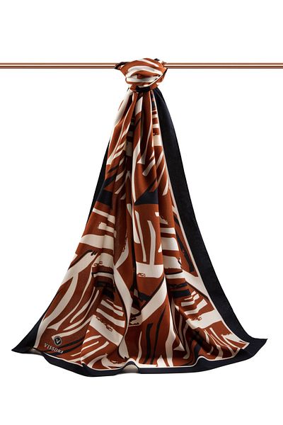 Vissona Πολυτελές Medina Silk Line με μοτίβο μαύρισμα χρώματος 75x195 Ανθεκτικό σάλι Moss Crepe Τύπος ραφής Ιταλική ραφή