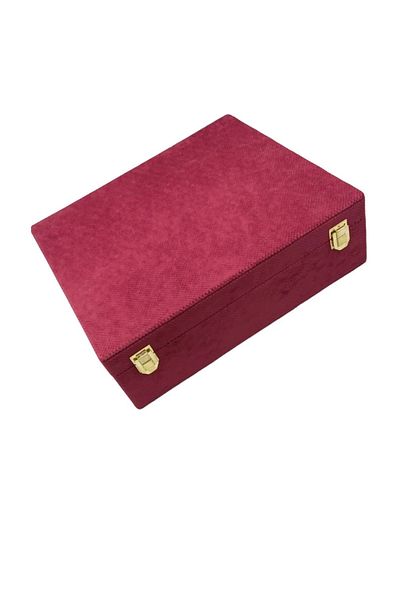 MeGass Dekor Linen Fabric Burgundy Color 35/30/10 cm Jewelry Display Storage Box