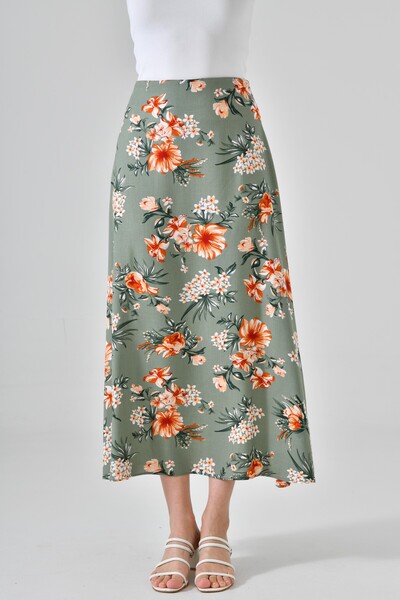 Saade Fustă țesută midi Florală Mentă