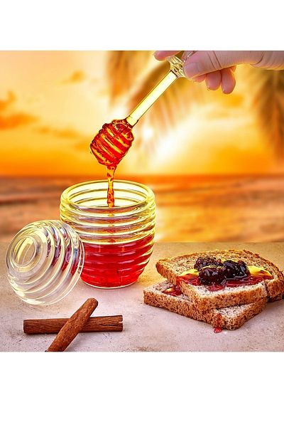 SLAINTE 3 Piece Crystal Jar Honey and Jam Jar with Hive Shaped Spoon