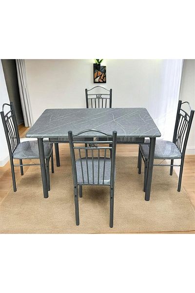 l'elefante 5-Piece Dining Table Set for 4 People – Modern Compact Kitchen Table with 4 Chairs for Dining Room