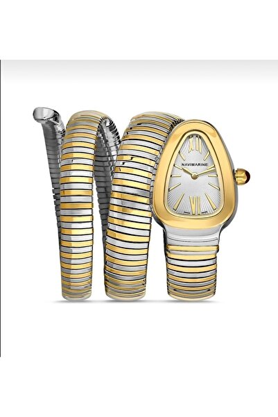 Navimarine Snake Spiral Bulgari Serpenti Model Complete Steel Stone Waterproof Watch