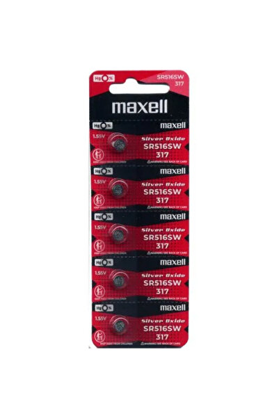 Maxell بطاريات SR516SW / 317 أكسيد الفضة Hg0% 1.55 فولت (ماكسيل) يابانية - 5 قطع