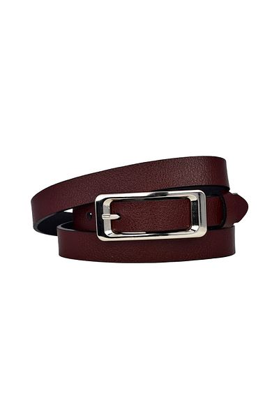 GoDeri 100% piele naturală, curea subțire de 2 cm roșu claret pentru femei cu cataramă argintie; centura rochie, centura pantalonilor_dikd