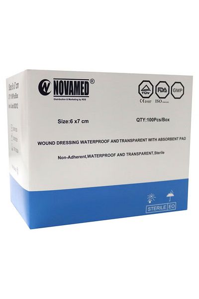 NOVAMED Waterproof Transparent Wound Dressing Pad 6×7 cm (100 pieces)
