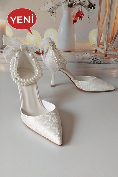 Modavien Women's 7 cm High Wedding Shoes with Pearls