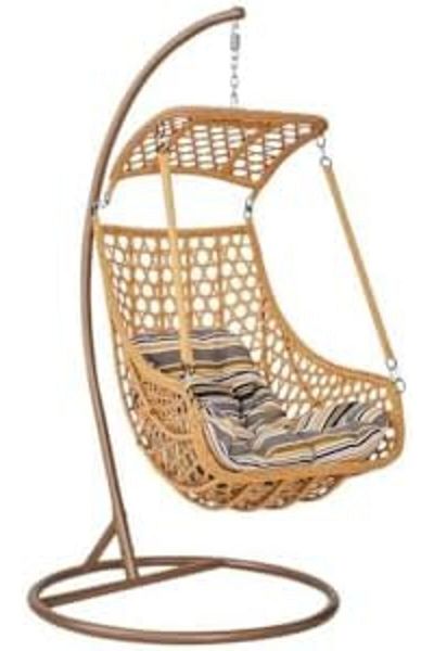 l'elefante Outdoor & Indoor Hanging Swing Chair with Stand – Single Seater Egg Hammock Chair with Rattan Wick