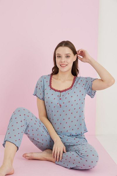 ELİTOL Jacquard Viscose Lace Pajama Set