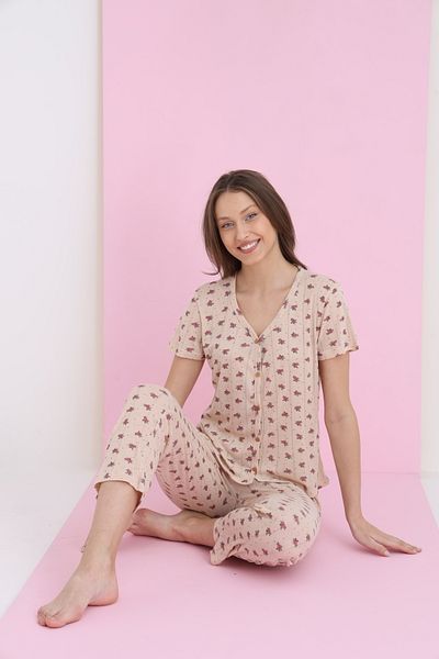 ELİTOL Set pijama cu nasturi din viscoză jacquard