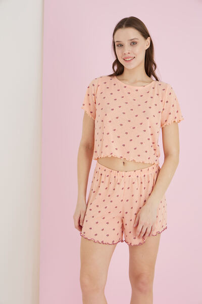 ELİTOL Jakarlı Viskon Kısa Kollu Şort Takım