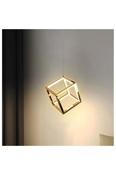 qwell Modern gold chandelier, yellow light, 36W, diameter 20cm