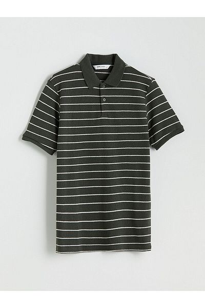 LC Waikiki Ανδρικό μπλουζάκι Polo Collar ριγέ χτενισμένο βαμβακερό