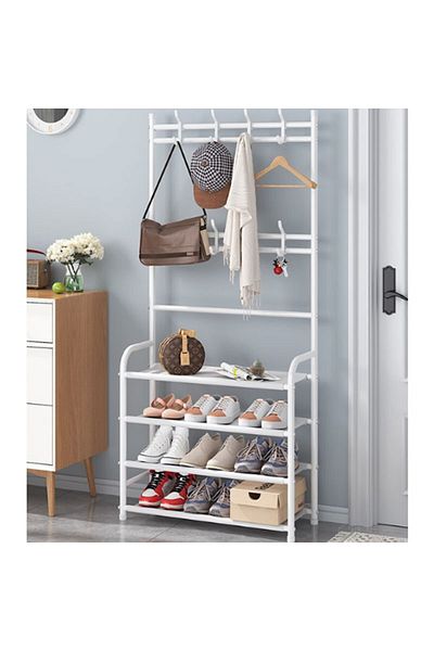 Muchmy 4 Tiers Multi Functional Shoe And Hat Rack Space Saving Coat Shoes Organizer