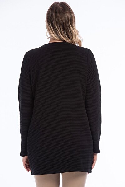 Şans Women's Large Size Black Unlined Jacket 65n26023