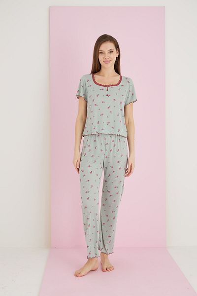 ELİTOL Jacquard Viscose Lace Pajama Set