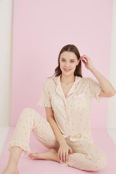 ELİTOL Reported Viscose Buttoned Pajama Set