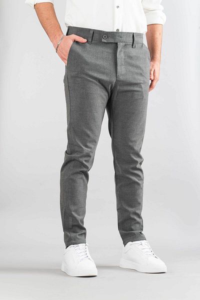 bombe Men's Dark Gray Slim Fit Ankle Length Stretchy Lycra Fabric Trousers