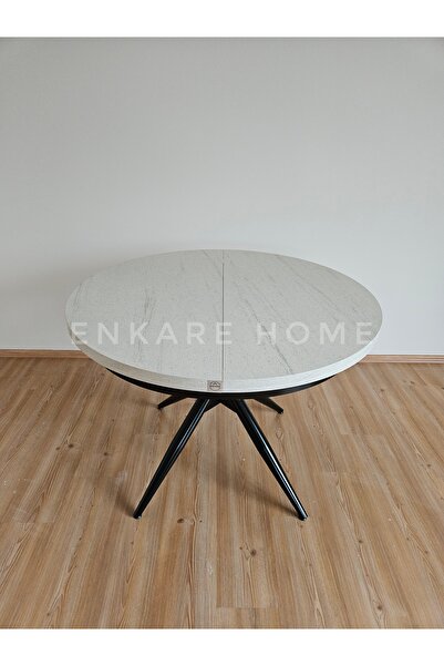 Enkare Oliva Yuvarlak Açılabilir Masa 100x100 - 100x140 | Mutfak Ve Salon Masası MDF
