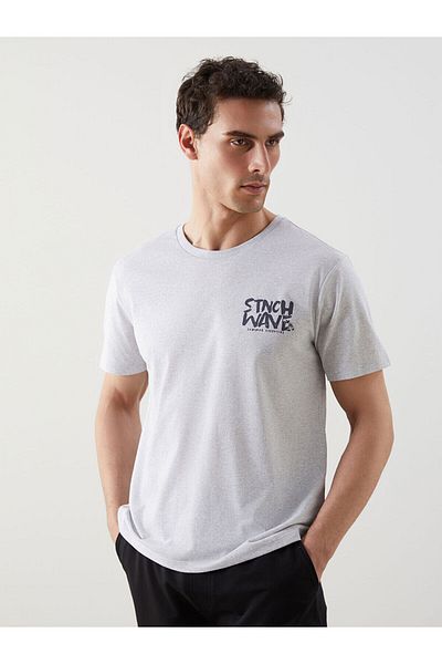LC Waikiki Ανδρικό μπλουζάκι από βαμβάκι με στάμπα με λαιμόκοψη