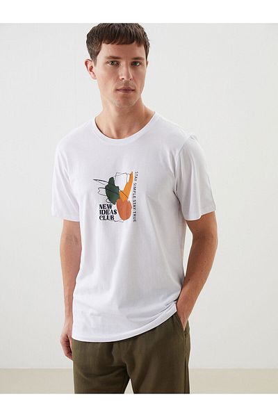 LC Waikiki Ανδρικό μπλουζάκι από βαμβάκι με στάμπα με λαιμόκοψη