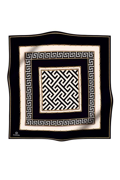 Vissona Μαύρο και κρεμ χρώμα Twill μεταξωτό κασκόλ