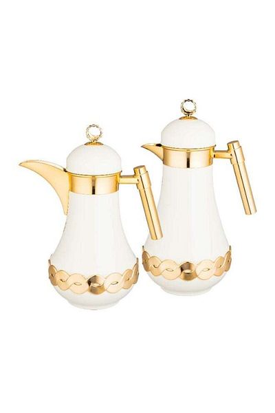 ALSAIF Al Saif Joyla Flask Set With White And Gold Shine Finish
