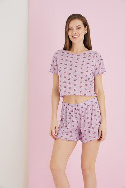 ELİTOL Jacquard Viscose Short Sleeve Shorts Set