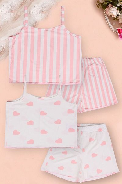 Harika KIDS Girl's Suspender-Shorts Summer 2-Piece Pajama Set