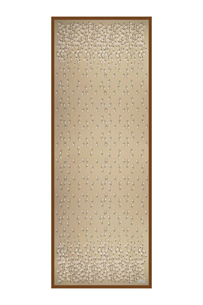 Bursa İpek Beige Snowdrop Pattern Twill Silk Shawl