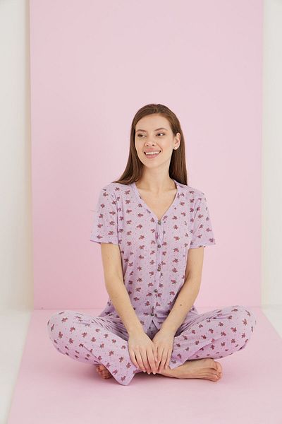 ELİTOL Set pijama cu nasturi din viscoză jacquard