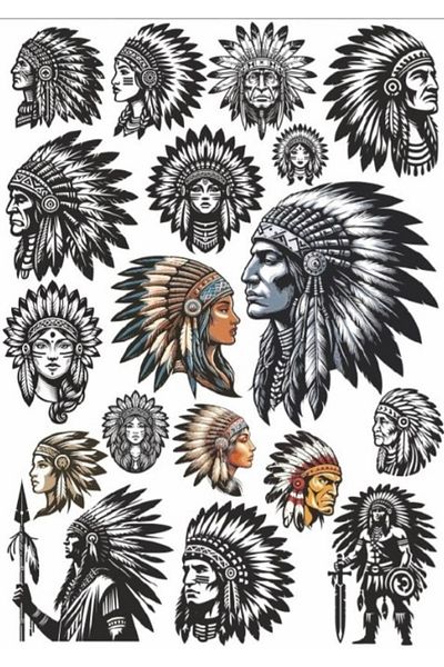 Reysa Tasarım Apache Native American Sticker Set