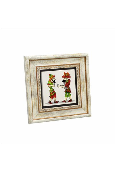 Sadrazam Tablou din piatră naturală imprimată Hacivat și Karagöz (20 X 20 KRT-114)