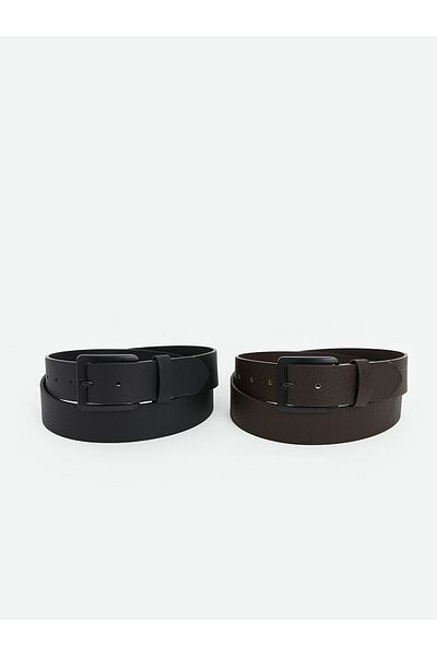 LC Waikiki Leather Look Men's Belt 2 Pack