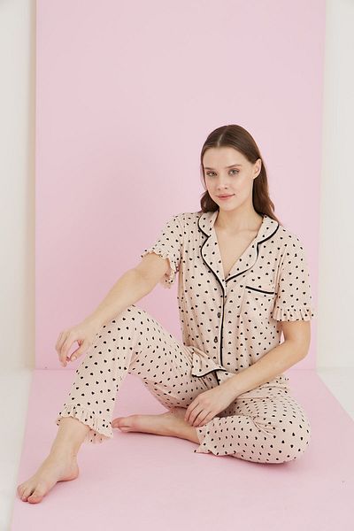 ELİTOL Reported Viscose Buttoned Pajama Set