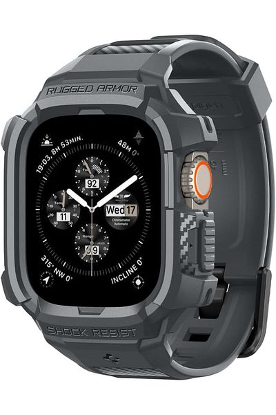 Spigen Rugged Armor Pro designed for Apple Watch Ultra 2 / Ultra 49mm Case with Band - Dark Gray