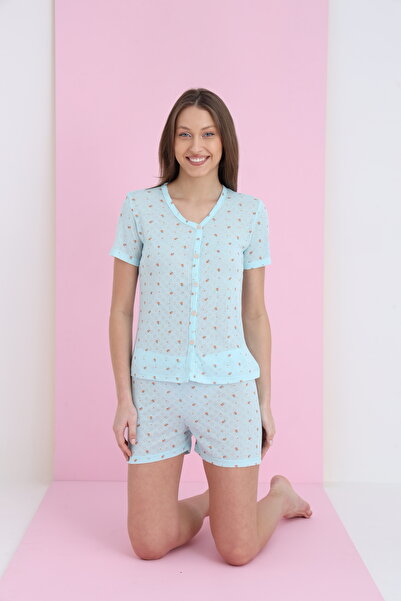 ELİTOL Жаккардовий віскозний комплект з V-подібним коміром та ґудзиками