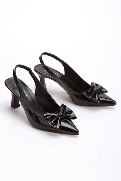 MFT AYAKKABI Women's Patent Leather Thin Heeled Bow Tie Shoes