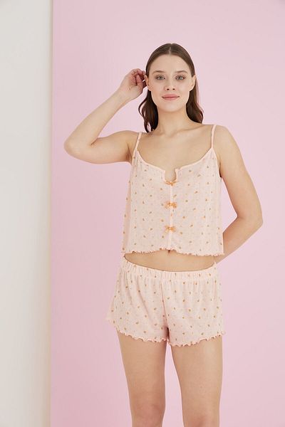 ELİTOL Set pantaloni scurți din viscoză jacquard cu bretele subțiri
