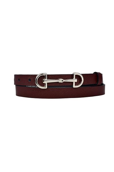 GoDeri 100% Genuine Leather, Thin 2cm Burgundy Women's Belt with Silver Buckle; Dress Belt, Trouser Beltd&D