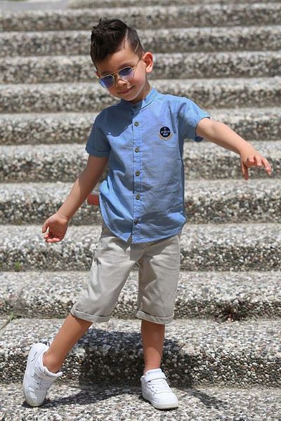 s.t. sebat tekstil Linen Capri Summer Boy's Suit Sb4306