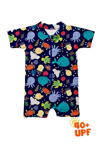 KidZee Seazee Romper Rashguard Upf 40 Protection Baby Swimsuit