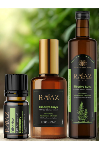 RAAZ 3’lü Biberiye Seti – Hidrosol 250 ml Uçucu Yağ 10 ml Sprey 100 ml