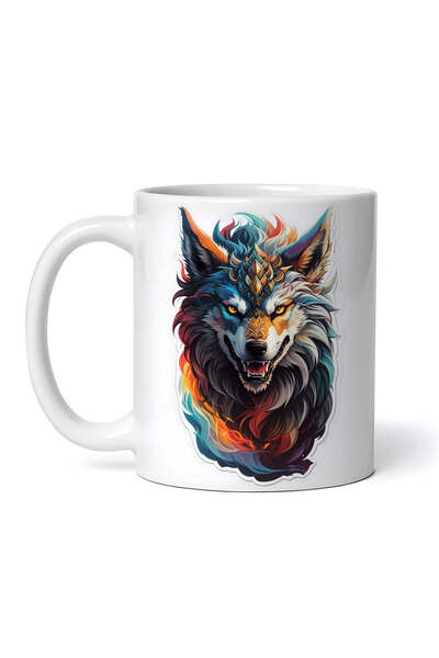 OEM Εξατομικευμένη λευκή κούπα, μυθολογικός χαρακτήρας Fenrir, INOVATIX®. 330ml