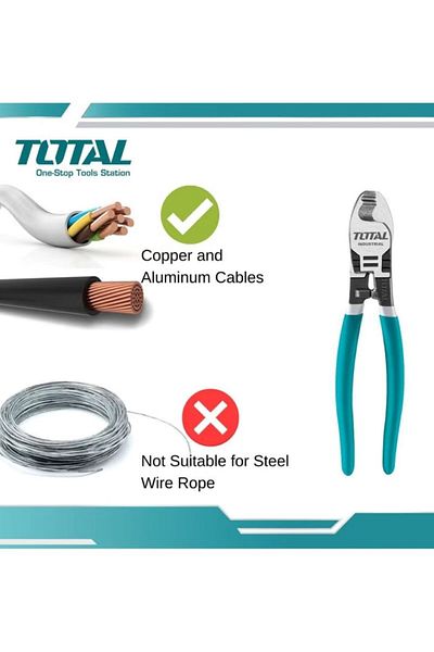 TOTAL 6" 160mm Cable Cutter - Chrome Vanadium Steel, Industrial Grade