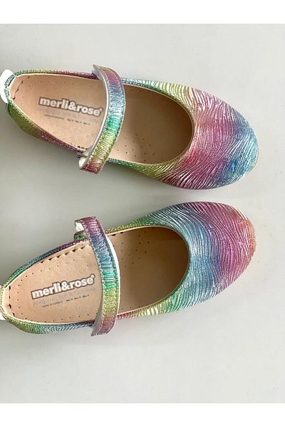 Merli&Rose Girl's Banded Ballerinas - Rainbow Design