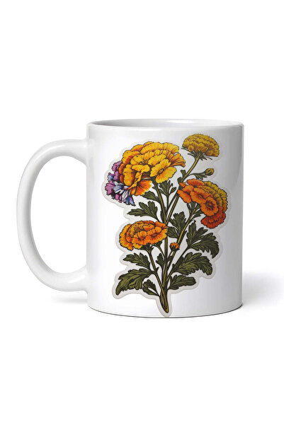 OEM Εξατομικευμένη λευκή κούπα, Άνθη Θηρανθεμίς, INOVATIX®. 330ml