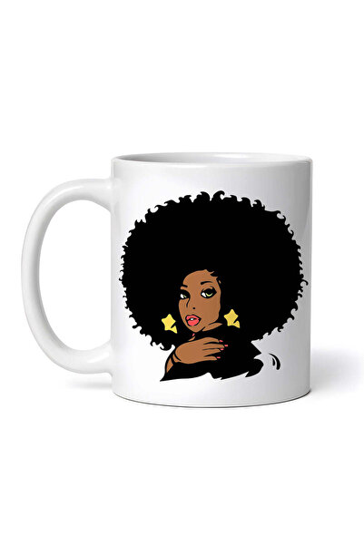 OEM Cană albă personalizată, femeie afro cu păr creț, INOVATIX®. 330ml