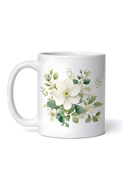 OEM Cană albă personalizată, Flori albe, INOVATIX®. 330ml