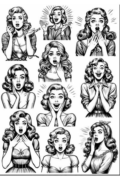 Reysa Tasarım Black and White Girl Sticker Set