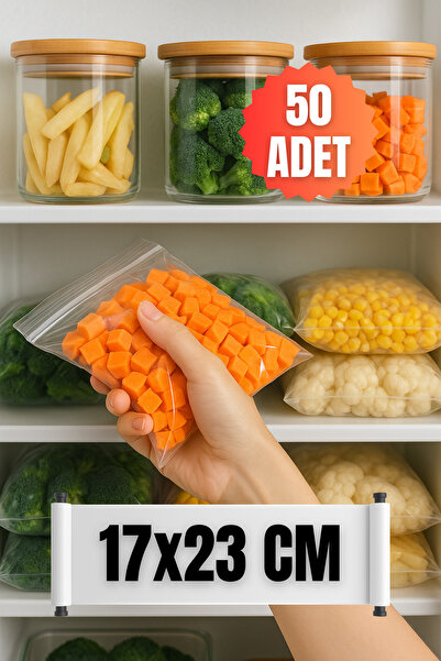 YOK YOK AMBALAJ Kilitli Koruyucu Buzdolabı Poşeti Naylon Torba 17x23cm 50 Adet 1 Paket